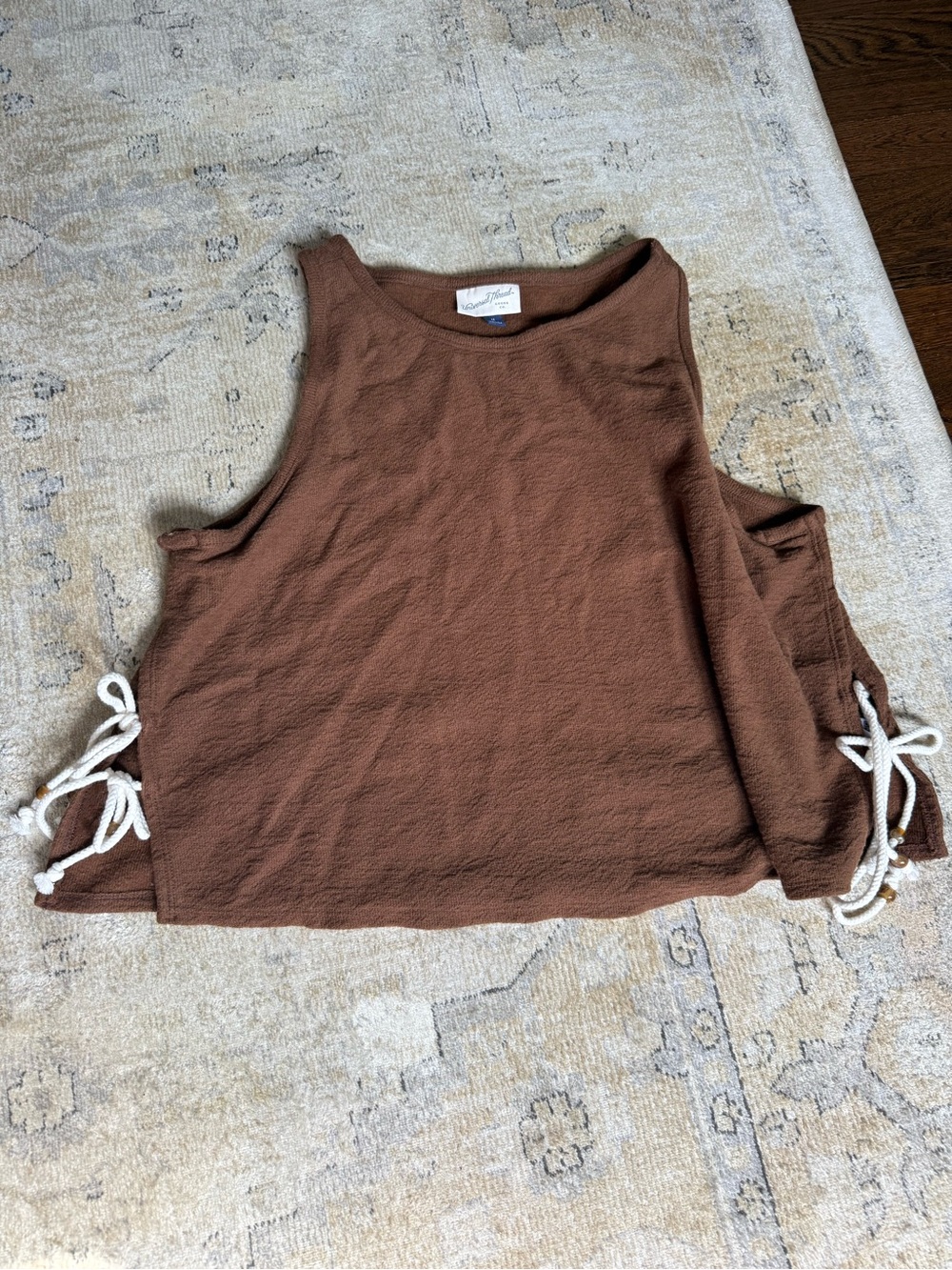 NWOT Women’s Brown Sleeveless Side-Tie Top